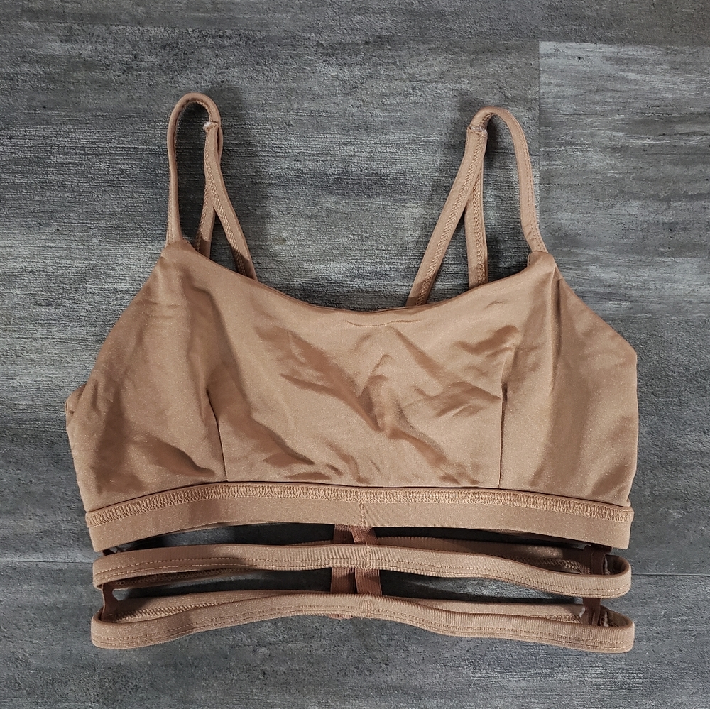 Nude Metallic F21 Strapped Sport Bra